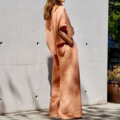 Women's Casual Cotton Linen Two Piece Set Comfortable Summer Outfit