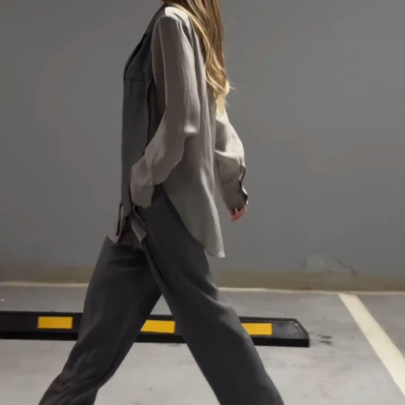 Fashion Lar Patchwork Two-Piece Set Shirt And Pants Outfit