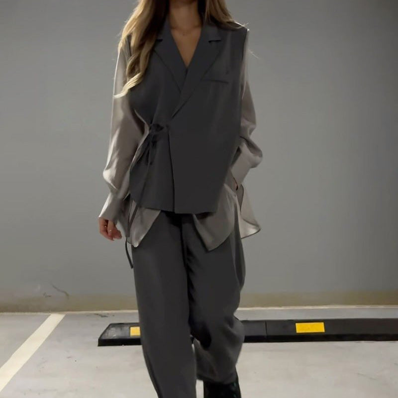 Fashion Lar Patchwork Two-Piece Set Shirt And Pants Outfit
