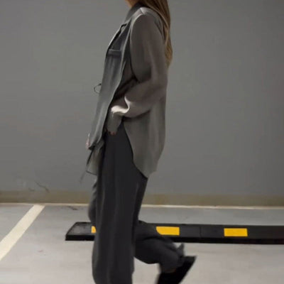 Fashion Lar Patchwork Two-Piece Set Shirt And Pants Outfit