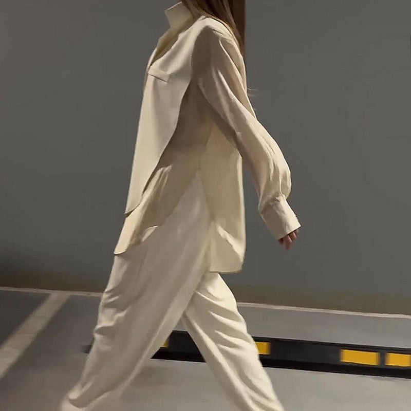 Fashion Lar Patchwork Two-Piece Set Shirt And Pants Outfit