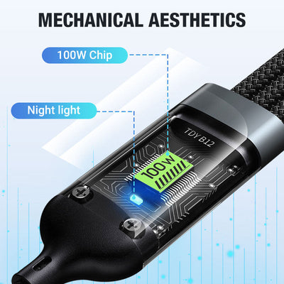 Super Fast Charging Cable Transparent Luminous 3-in-1 Design