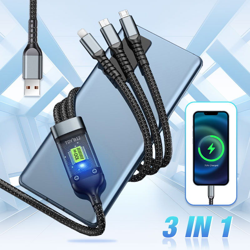 Super Fast Charging Cable Transparent Luminous 3-in-1 Design