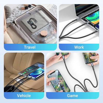Super Fast Charging Cable Transparent Luminous 3-in-1 Design