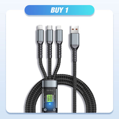 Super Fast Charging Cable Transparent Luminous 3-in-1 Design