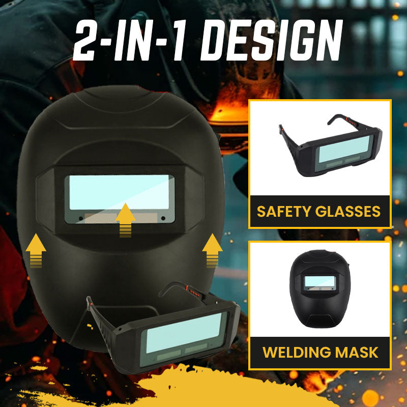 Lightweight Durable Welding Mask With Safety Glasses Combo