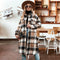 Women's Plaid Tweed Coat Long Sleeve Warm Stylish Outerwear