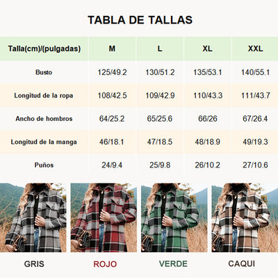 Women's Plaid Tweed Coat Long Sleeve Warm Stylish Outerwear