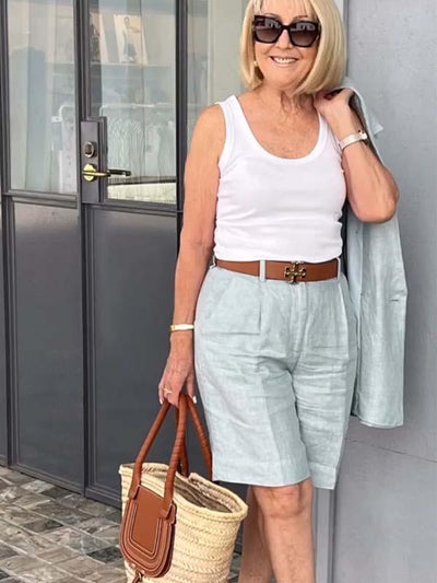 Women's Two-piece Set Floral Top Blazer And Shorts Summer Outfit