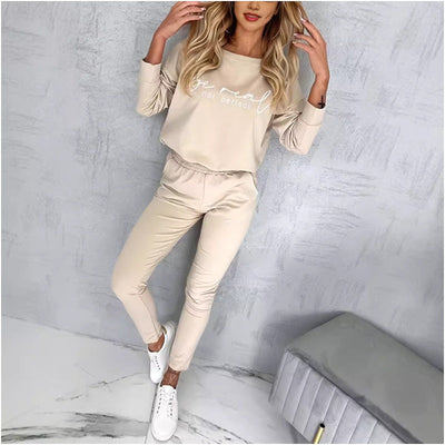 Printed Two-Piece Casual Outfit With Round Neck Top And Pockets