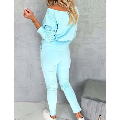 Printed Two-Piece Casual Outfit With Round Neck Top And Pockets
