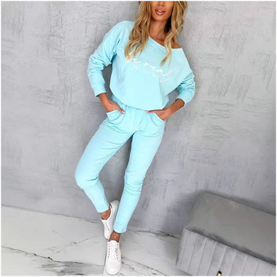 Printed Two-Piece Casual Outfit With Round Neck Top And Pockets
