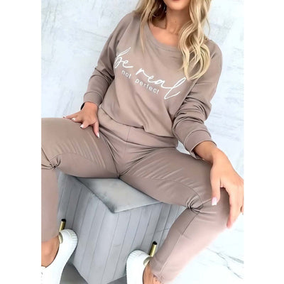Printed Two-Piece Casual Outfit With Round Neck Top And Pockets