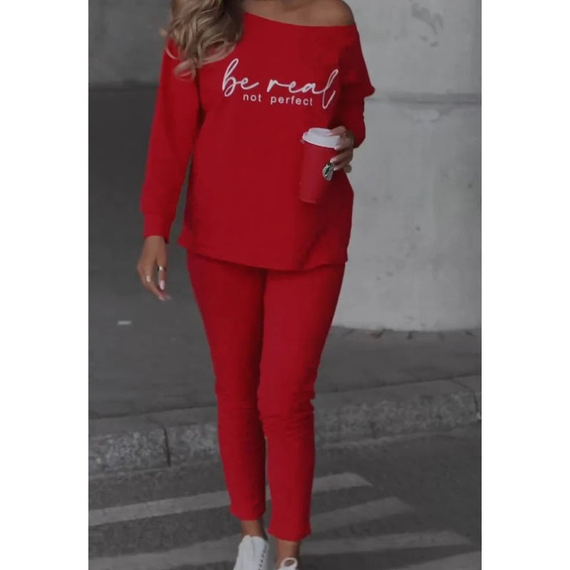 Printed Two-Piece Casual Outfit With Round Neck Top And Pockets