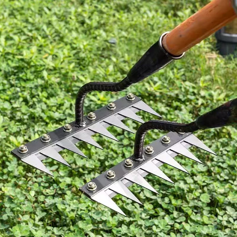 Carbon Steel Garden Weeding Rake With 5 To 8 Teeth Durable Design