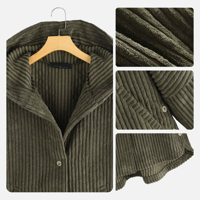 Thickened Hooded Button Coat Solid Color Casual Warm Outerwear