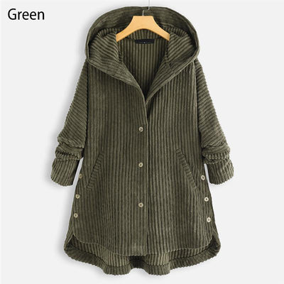 Thickened Hooded Button Coat Solid Color Casual Warm Outerwear