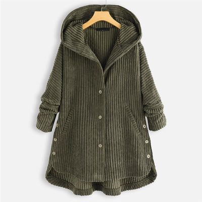 Thickened Hooded Button Coat Solid Color Casual Warm Outerwear