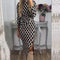 Women's Geometric Print Dress With Side Slit Stylish Design