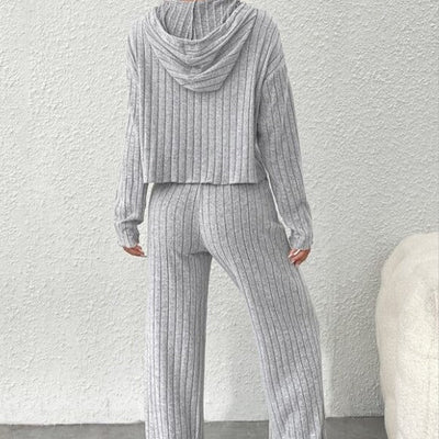 Loose Hooded Knit Sweater Set Comfortable Casual Cozy Outfit