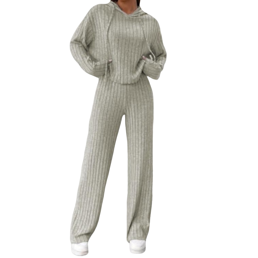 Loose Hooded Knit Sweater Set Comfortable Casual Cozy Outfit