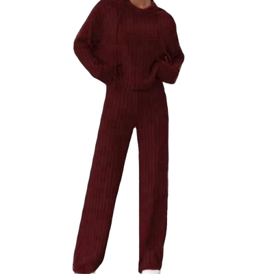 Loose Hooded Knit Sweater Set Comfortable Casual Cozy Outfit