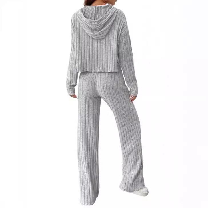 Loose Hooded Knit Sweater Set Comfortable Casual Cozy Outfit