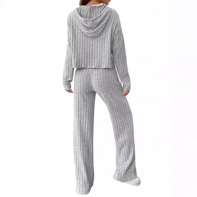 Loose Hooded Knit Sweater Set Comfortable Casual Cozy Outfit