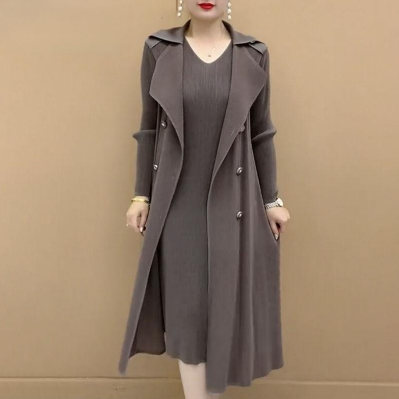 Autumn Waist-Defining Dress Coat Elegant Stylish Fit For Moms