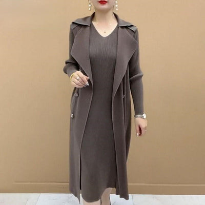 Autumn Waist-Defining Dress Coat Elegant Stylish Fit For Moms