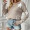 Women's Long-Sleeve Crew Neck Sweater Star Pattern Casual Top
