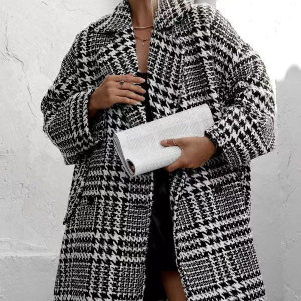 Women's Plaid Jacket Loose Fit Casual Classic Pattern Coat