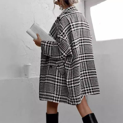 Women's Plaid Jacket Loose Fit Casual Classic Pattern Coat