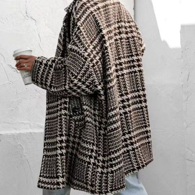 Women's Plaid Jacket Loose Fit Casual Classic Pattern Coat