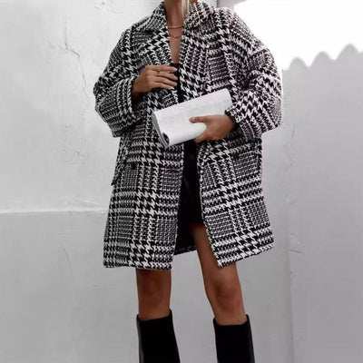 Women's Plaid Jacket Loose Fit Casual Classic Pattern Coat