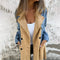 Mid-Length Trench Coat With Stylish Denim Jean Stitching Design