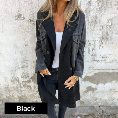 Mid-Length Trench Coat With Stylish Denim Jean Stitching Design