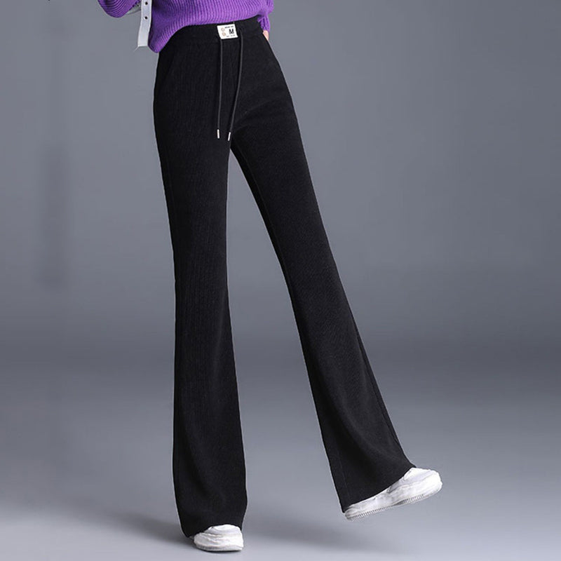 Women's High Waist Thick Pants With Drawstring Long Fit