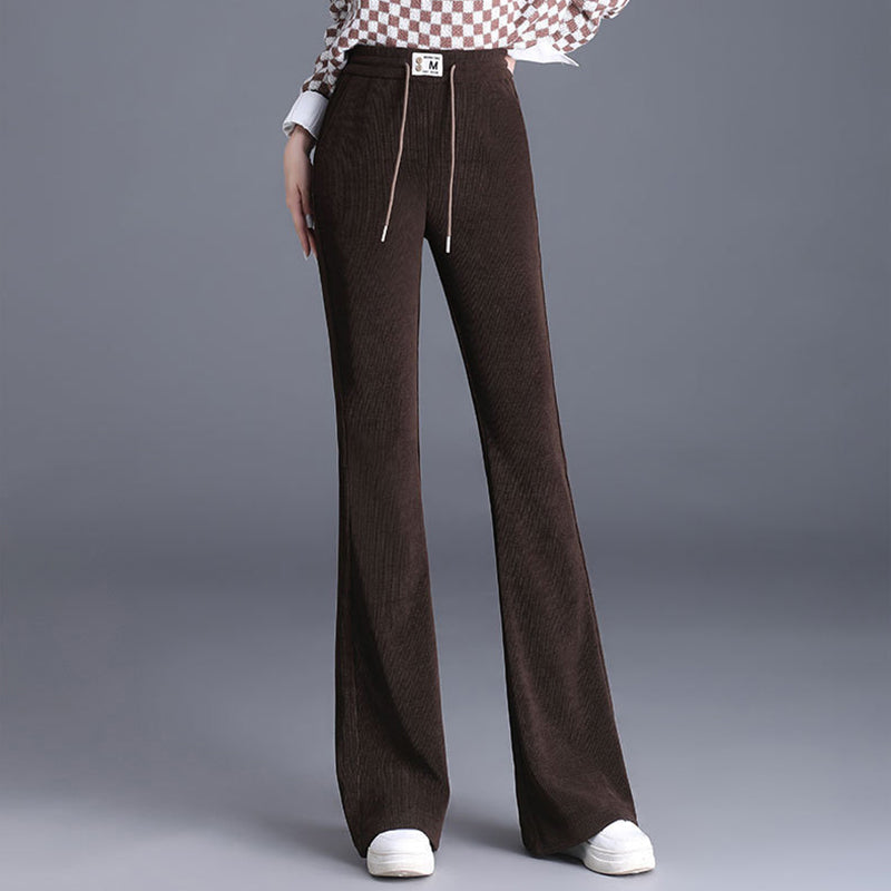 Women's High Waist Thick Pants With Drawstring Long Fit