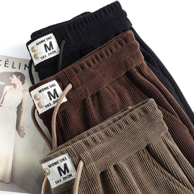 Women's High Waist Thick Pants With Drawstring Long Fit
