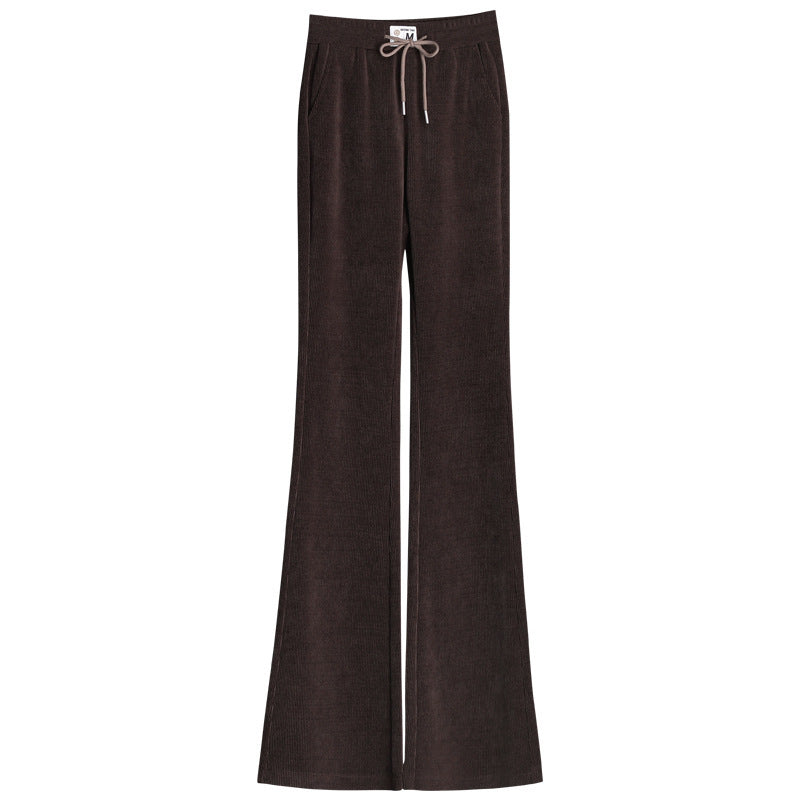 Women's High Waist Thick Pants With Drawstring Long Fit