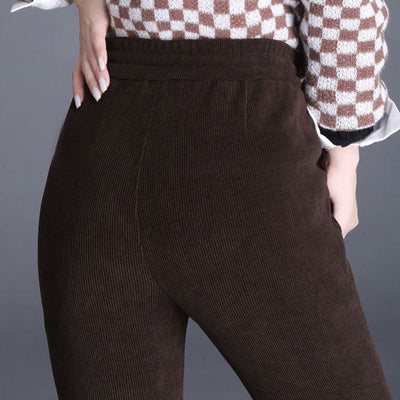 Women's High Waist Thick Pants With Drawstring Long Fit