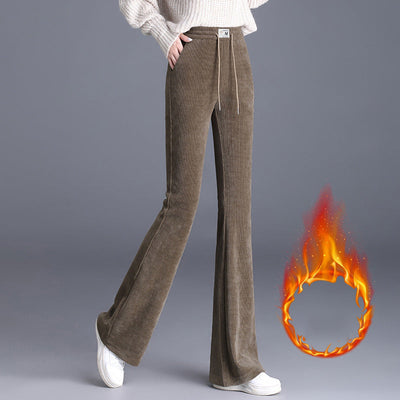 Women's High Waist Thick Pants With Drawstring Long Fit