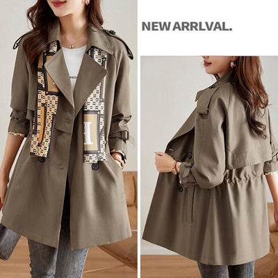 Women's Slimming Trench Coat Mid-Length Lapel Stylish Design