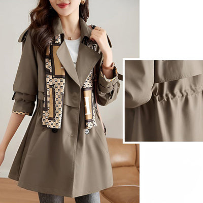 Women's Slimming Trench Coat Mid-Length Lapel Stylish Design