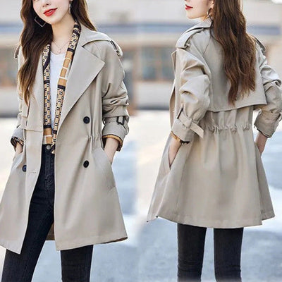 Women's Slimming Trench Coat Mid-Length Lapel Stylish Design