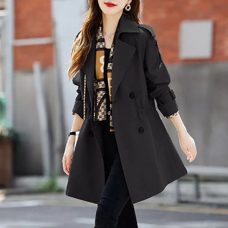 Women's Slimming Trench Coat Mid-Length Lapel Stylish Design