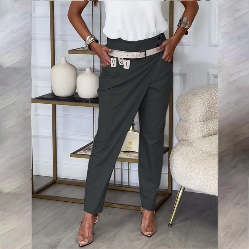 Women’s Casual Pants Solid Color Irregular Stylish Fit