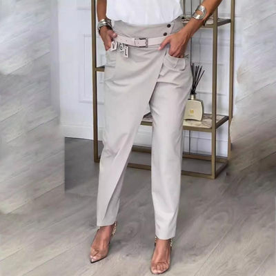 Women’s Casual Pants Solid Color Irregular Stylish Fit