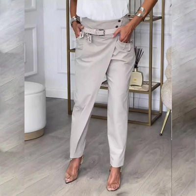 Women’s Casual Pants Solid Color Irregular Stylish Fit